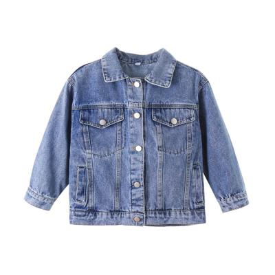 China Mudkingdom Viable Autumn Stylish Jean Coat Baby Ripped Outwear Little Girls Denim Jacket Kids Coats for sale