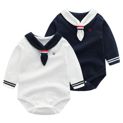 China Mudkingdom Baby Cotton Sailor Style Unique Crew Neck Long Sleeve Rompers for sale