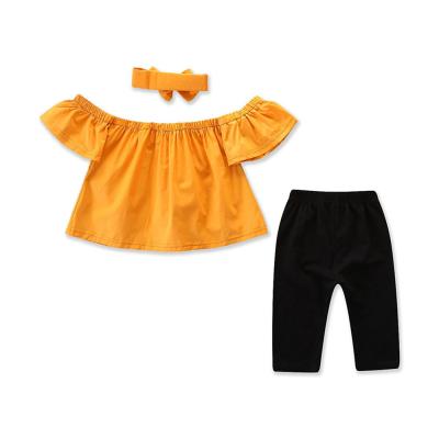 China Fashion\Comfortable\Durable Baby Boy Clothes Mudkingdom Toddler Summer Outfits Yellow Two Piece Clothes Set Girls Dressing Sets for sale