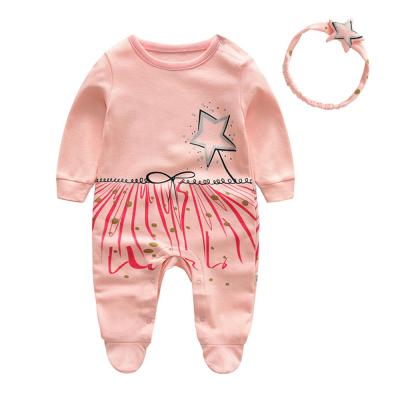 China Mudkingdom Eco-Friendly Washable Breathable Newborn Pink Romper With Hair Band Cute Baby Winter Popular Overalls for sale