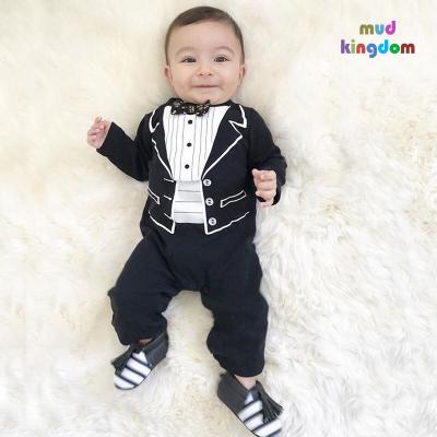 China Mudkingdom Gothic Baby Boy Clothing Sets 2021 New Design Infant Romper Toddler Party Blazer Babies Boy Overalls Classic Cotton Suit 0-2T for sale