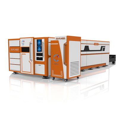 China Laser CUTTING Chutian fiber laser protector cutting machine 1kw 2kw 3kw metal laser cutting machine with cover and exchange device table for sale