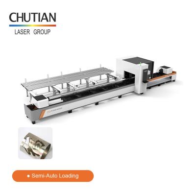 China Automated Metal Pipe Tube Profile CNC Fiber Laser Loading Cutting Machine With Rotation for sale