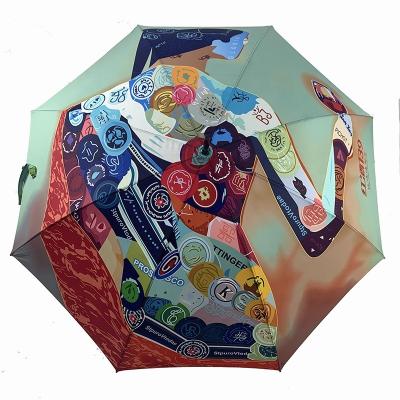 China High Quality Good Quality Large Golf Umbrella Fiberglass Frame With Wooden Handle Gift Windproof Umbrella for sale