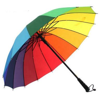 China Customized High Quality Colorful Logo Metal Frame Rainbow Golf Waterproof Umbrella for sale