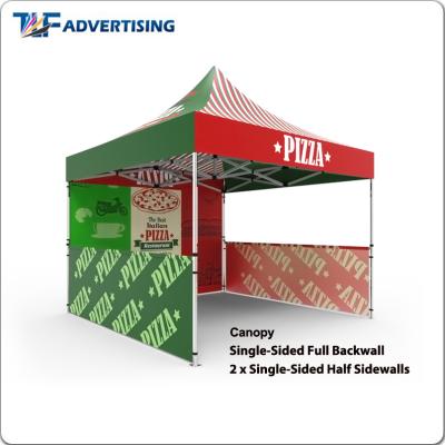 China Commercial promotion advertising pizza single side printed gazebo canopy aluminum marketing tent with sides for sale