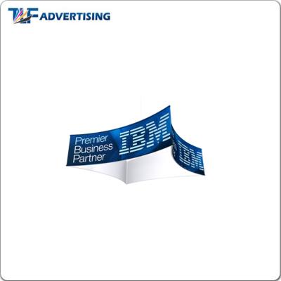 China Flame Resistance Exhibition Curved Square Hanging Ceiling Advertising Hang Banner for sale