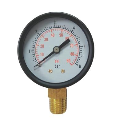 China OEM Dry Water Pressure Gauge 6bar Black Steel Case Air Pressure Gauge for sale