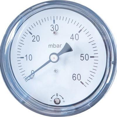 China Micro gauges 2.5inch 0-60mbar pressure gauge 1.5