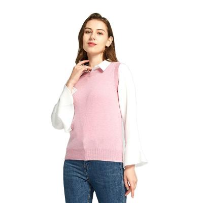 China Wholesale Anti-wrinkle China Factory Price Solid Color Cashmere Vest Comfortable Pink Women Invest Jacket Sweaters for sale