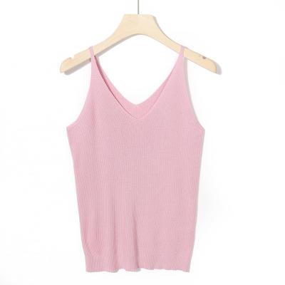 China Breathable On The 2022 Summer Solid Color Spring Spaghetti Strap Women Tank Tops Casual Silk Short Tops Running Inner Wear for sale