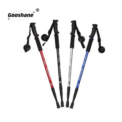 China Aluminum Trekking Nordic Rise Poles Ultralight Folding Ultralight Telescopic Canes Outdoor Durable/Wear Resistant Mountain 7075 for sale