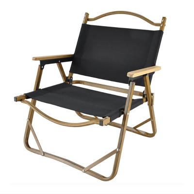 China Hot Sale Portable Outdoor Portable Folding Chair With Backrest Wood Grain Camping Chair Armrest Kermit Chair for sale