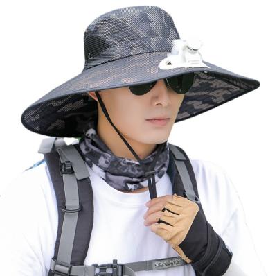 China Character Men Women Sun Fan Hats Rechargeable Battery Travel Hat Portable Outdoor Summer Cooling USB Fan Charging Hats for sale