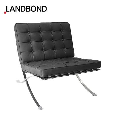 China Retro design high standard modern Barcelona chair with luxury retro design in stainless steel base for living room, apartment, hotel lobby, banquet for sale