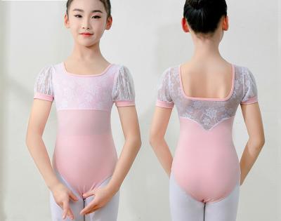 China Tights Lace Dance Dress Kids Short Sleeve Ballet Lace Dance Skirts OEM for sale