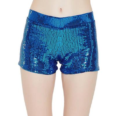 China Women's Elastic Sexy Shiny Sequin Jazz Dance Costume Dance Pants High Waist Hip Hop Short Pants for sale