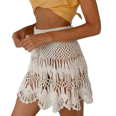 China Seaside Anti-static Sexy Short Dress Wind Crochet Bohemian Flower Hollow Out Skirt for sale