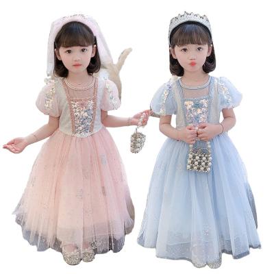 China Anti-wrinkle summer children wear girl dress princess dress gauze skirt children cotton fluffy dress for sale