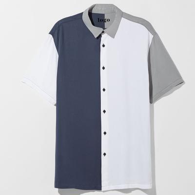 China Color block short sleeve anti-pilling straight shirt for men for sale