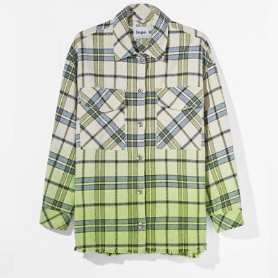 China Wholesale Custom Long Sleeve Anti-pilling Colors Cotton Loose Fit Plaid Shirt For Women for sale