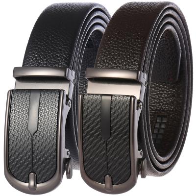 China Cowhide factory OEM buckle leather automatic belt wholesale belts for men running ratchet beltLY36-21586-5 for sale