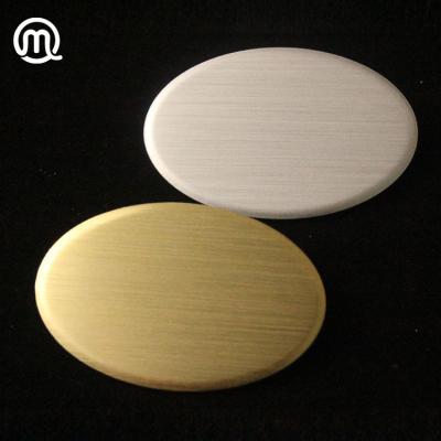 China Sublimation Foil + ABS Name Tag / Badge Blanks - Brushed Gold Oval Shape with Safety Pin or Magnet Backing for sale