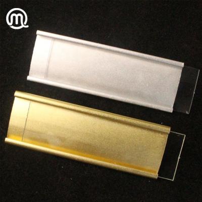 China Reusable durable metal window name badge tag with clip and pin for sale