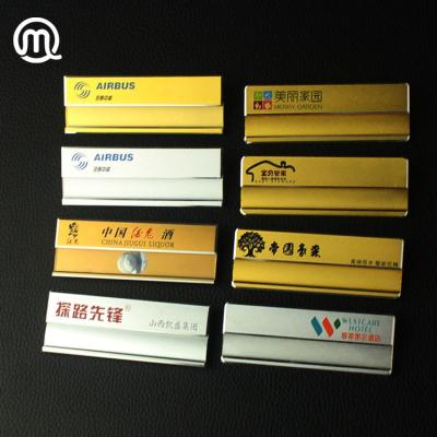 China Durable Blank Heavy Duty Metal Name Tag Badges With Round Corner And Mirror Foil Back Design for sale