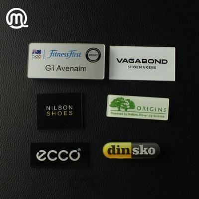 China Long Oval Shape Magnetic Name Tags / Badge With Custom Shape And Logo Printing for sale