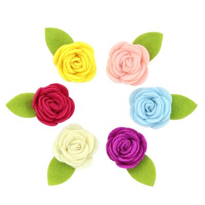 China 100% Polyester Felt Cute Babies Hair Accessories Kids BB Clip Wholesale Handmade Korean Claw Rose Flower Shapes Felt Hair Clips for sale