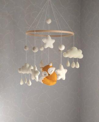 China Australian Soft Toy Woodland Nursery Kids Hanging Decor Star Cloud Plush Crib Fox Baby Crib Felt Mobiles for sale