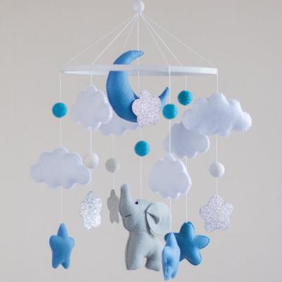 China Soft Toy Baby Shower Nursery Decoration Handmade Glitter Felt Animal Elephant Crib Hutch Baby Mobile for Boy and Girl for sale