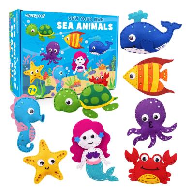 China Educational Craft Kit Amazon OEM Kids Toys Girls Ocean Sea Animals Felt Fairy Mermaid Kids Sewing Kit Craft DIY for sale