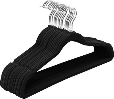 China 50Pack Minimalist Black Velvet Hangers For Non Slip Felt Hanger Space Saving Heavy Duty Adult Clothes Coat Suit Hanger for sale