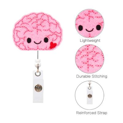 China Nurse Badge Reels Custom Cheap Amazon Retractable Brain Designer Holder Alligator Yo-Yo Felt Nurse Lanyards Retractable ID Badge Holder for sale