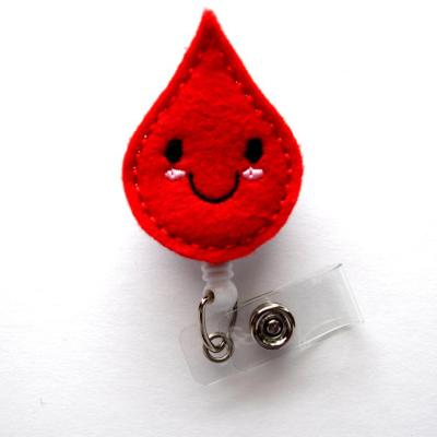 China Custom Name Badge Holder Blood Droplet Phlebotomist Hospital Gift Rhinestone Nurse Lanyards ID Card Name Felt Badge Holder for sale