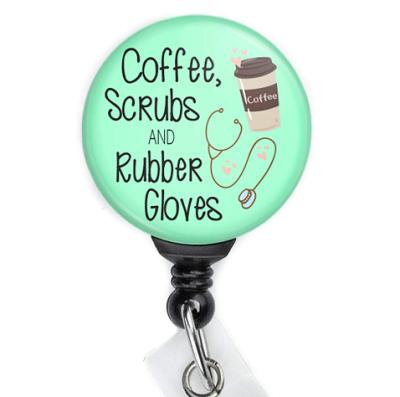 China Sublimation Badge Reel Amazon Coffee Scrubs & Retractable Swivel Badge Reel 36 Inches Sublimation Rubber Plastic Name Rope Staples for sale