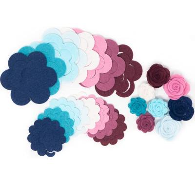 China Diy craft kit make your own hair clip headband deliveries durable thicken colorful roses 3d shapes die cut diy craft kit felt applique flowers for sale