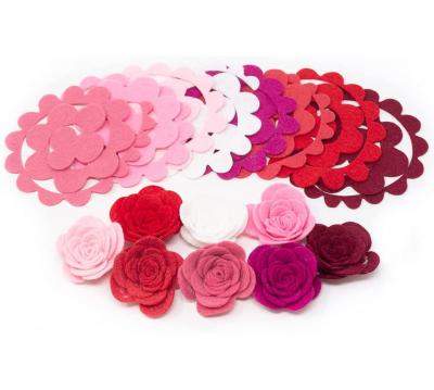 China Wool felt shapes 3d handmade kids unattached rose great craft embellishments wool felt shapes flower for diy projects for sale