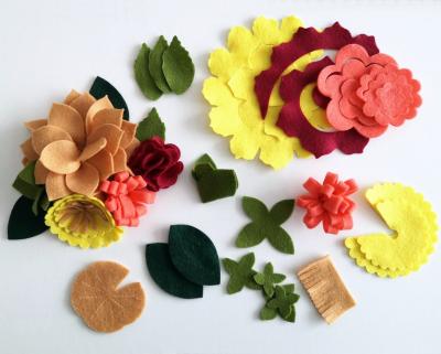 China DIY Felt DIY Felt Craft 3d Scrapbook Artificial Decorative Flower Beginner Precut Garland Wholesale Artificial Flower Set for sale