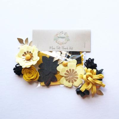 China Diy flowers craft unmounted rosettes cut out mini embellishments with dies black gold wool felt flower craft kit for diy projects for sale