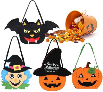 China Polyester Felt Halloween Decorations Hot Sale Sublimation DIY Reusable Bloody Pumpkin Trick or Treat Felt Candy Halloween Bag for Halloween Kid for sale