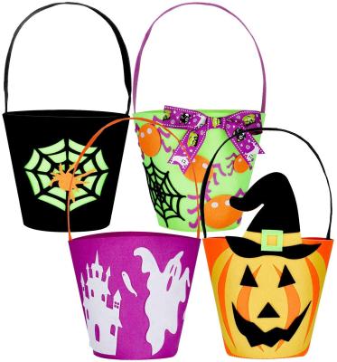 China Polyester Ruled Halloween Decor Costume Party Supplies DIY Sublimation Candy Hamper Reusable Halloween Gift Wrapping Bag For Kids for sale