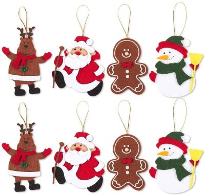 China Bulk Christmas Ornament 2021 Personalized Home Decor Reindeer Santa Gingerbread Man Felt Snowman Felt Christmas Hanging Ornament for sale