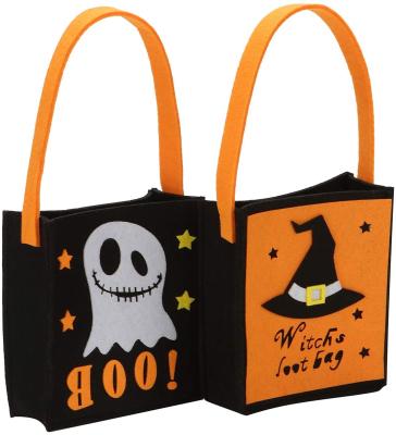 China Custom Square Trick or Treat Bag Amazon Tote Felt Halloween Kids Goodie Bags and Trick or Treat Candy Bags for Kids Costume Gift for sale