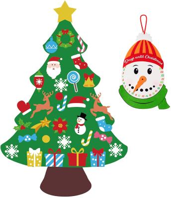 China Polyester Felt Wholesale Children's Table Snowman DIY Felt Advent Calendar 3ft Christmas Tree New Set With Christmas Decor Wall Hanging 33 Ornaments for sale