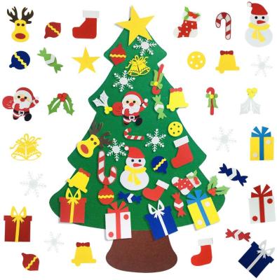 China Polyester Felt Custm Made Kids DIY Home Decoration Felt Christmas Tree Set Wall Hanging Kids Felt Craft Kits For Christmas for sale