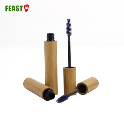 China Supplier Direct Selling 10ml 15ml Cosmetic Mascara Container Bamboo Natural Color With Silicone Brush Head Custom Bamboo Jar for sale