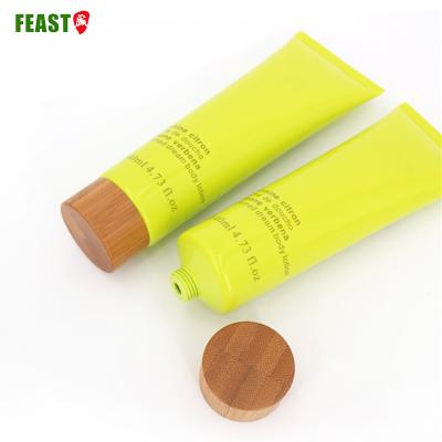 China Custom 40g Environmental Bamboo Screw Lid Body Plastic+Lid Bamboo Soft Tube for sale